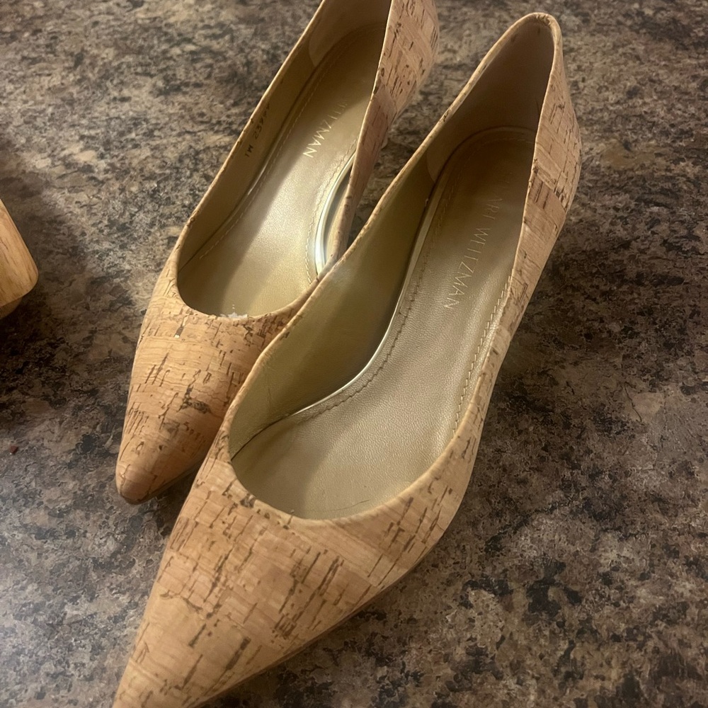 Stuart Weitzman Tan Kitten Heel Pumps